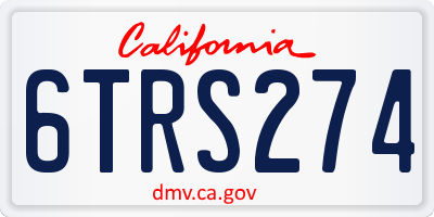 CA license plate 6TRS274