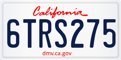 CA license plate 6TRS275