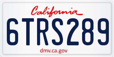 CA license plate 6TRS289