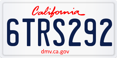 CA license plate 6TRS292