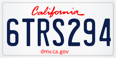 CA license plate 6TRS294