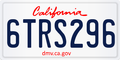 CA license plate 6TRS296