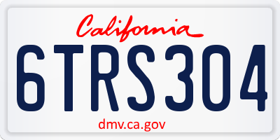 CA license plate 6TRS304