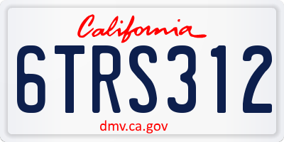 CA license plate 6TRS312