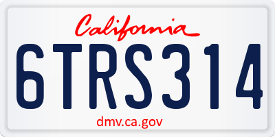 CA license plate 6TRS314
