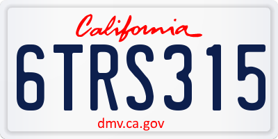 CA license plate 6TRS315