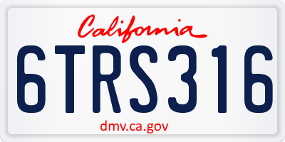 CA license plate 6TRS316