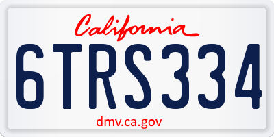 CA license plate 6TRS334