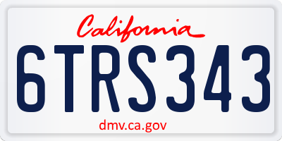 CA license plate 6TRS343