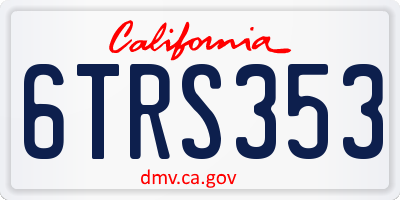 CA license plate 6TRS353