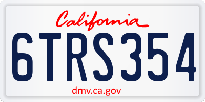 CA license plate 6TRS354