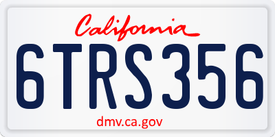 CA license plate 6TRS356