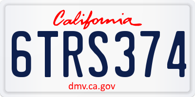 CA license plate 6TRS374