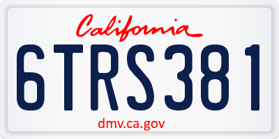 CA license plate 6TRS381