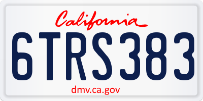 CA license plate 6TRS383