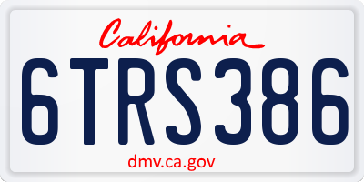 CA license plate 6TRS386