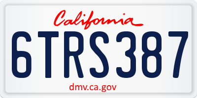 CA license plate 6TRS387