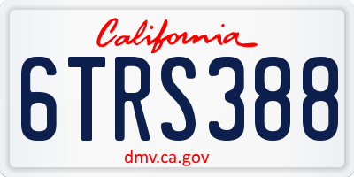 CA license plate 6TRS388