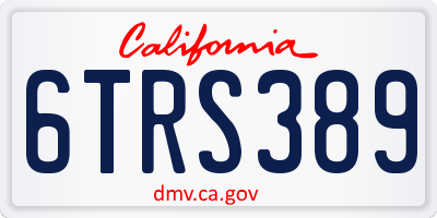 CA license plate 6TRS389