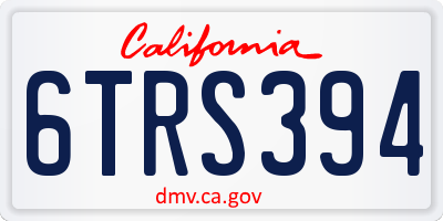 CA license plate 6TRS394