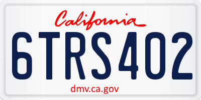 CA license plate 6TRS402