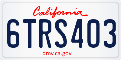 CA license plate 6TRS403