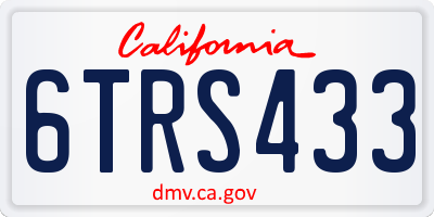 CA license plate 6TRS433