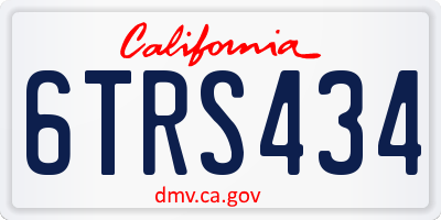CA license plate 6TRS434
