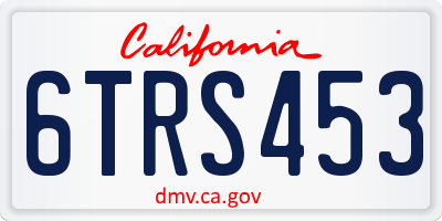 CA license plate 6TRS453