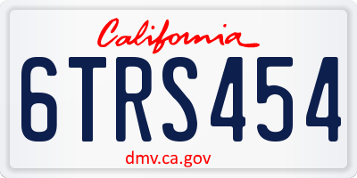 CA license plate 6TRS454