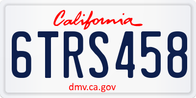 CA license plate 6TRS458