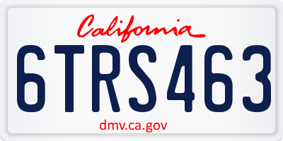 CA license plate 6TRS463
