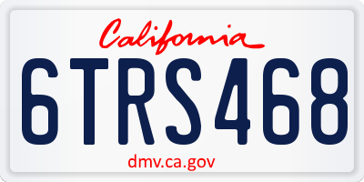 CA license plate 6TRS468