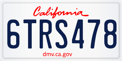 CA license plate 6TRS478