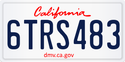 CA license plate 6TRS483