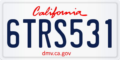 CA license plate 6TRS531