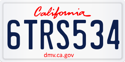 CA license plate 6TRS534