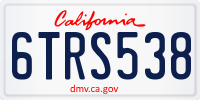 CA license plate 6TRS538