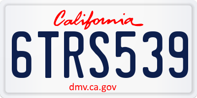 CA license plate 6TRS539
