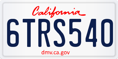 CA license plate 6TRS540