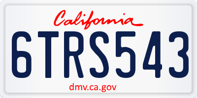 CA license plate 6TRS543