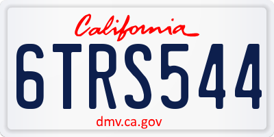 CA license plate 6TRS544