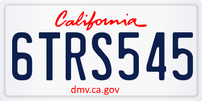 CA license plate 6TRS545