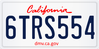 CA license plate 6TRS554