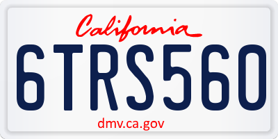 CA license plate 6TRS560