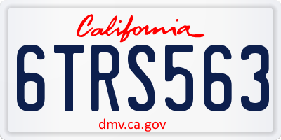 CA license plate 6TRS563