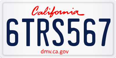 CA license plate 6TRS567