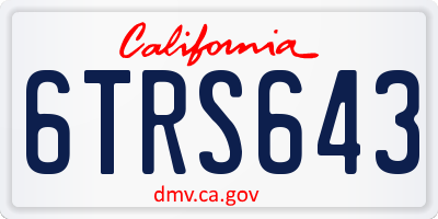 CA license plate 6TRS643