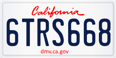 CA license plate 6TRS668