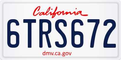 CA license plate 6TRS672